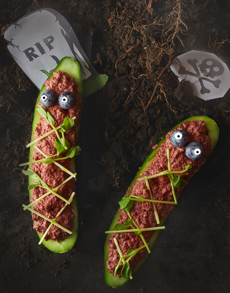 Spooky Raw Cucumber Coffins