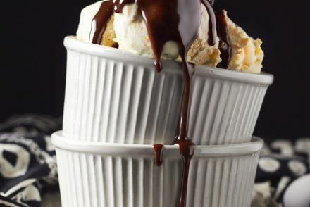 Grand Marnier Ice Cream with Hot Chocolate Fudge Sauce