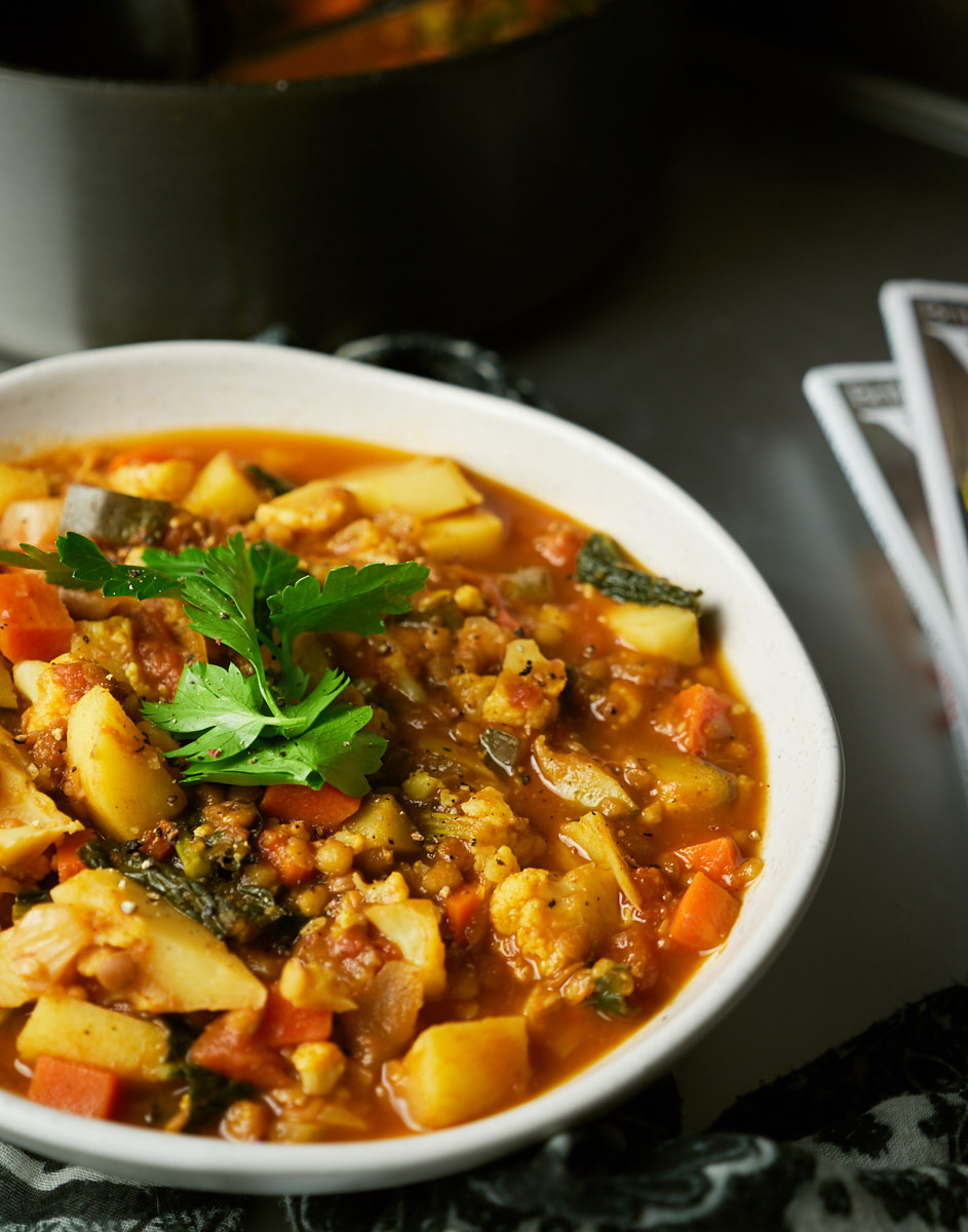Chunky Vegetable and Lentil Soup - Delightful Vegans