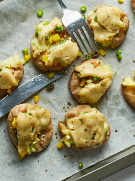Smashed Potatoes with Hello Friends Cheese