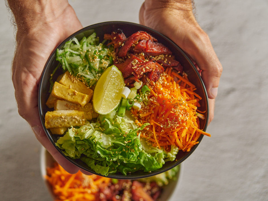 Vegan Duck and Rice Noodle Salad Bowl