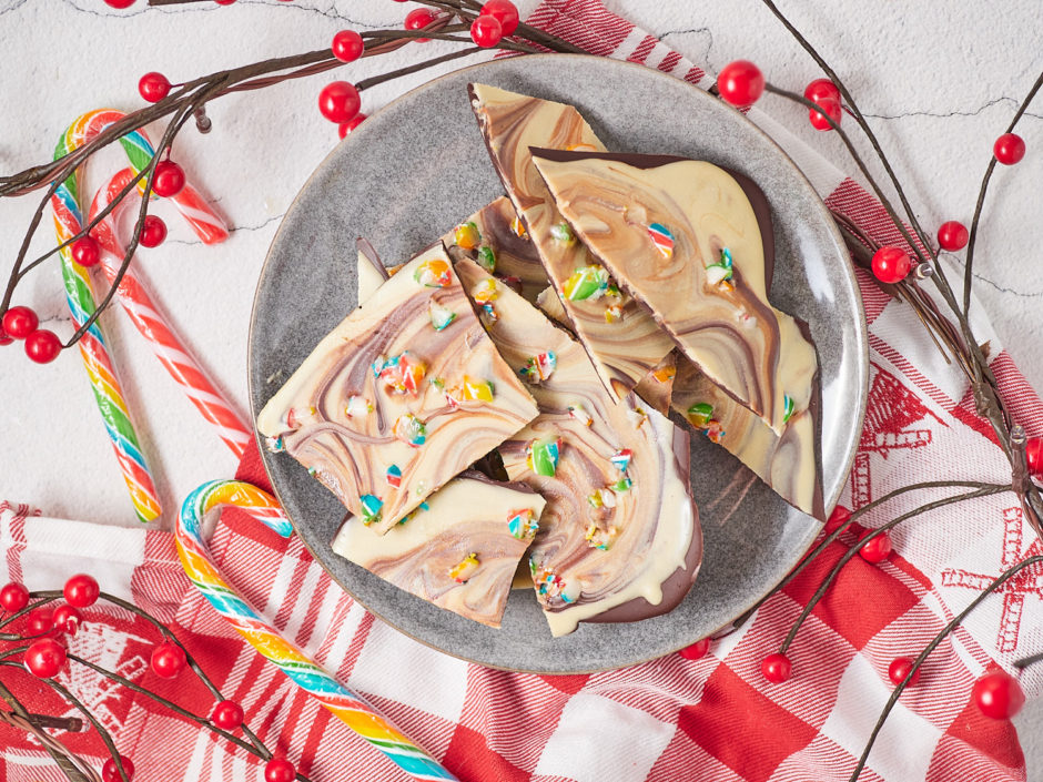 Marbled Chocolate Candy Cane Bark